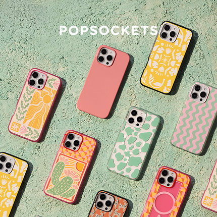 【绿洲物语·手机壳】PopSockets泡泡骚新款磁吸气囊支架防摔手机壳适用苹果iPhone17/16/15 沙漠 波浪 落日