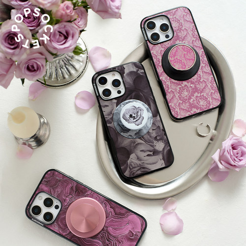【蕾丝花序】PopSockets泡泡骚磁吸式气囊手机支架苹果iPhone17/16ProMax/Pro 蕾丝珐琅金属琥珀烟熏紫圆啪嗒