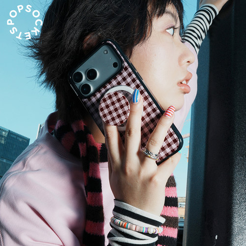 【色彩力场·手机壳】PopSockets泡泡骚磁吸防摔手机壳苹果iPhone17/16ProMax/Pro格纹条纹彩色渐变
