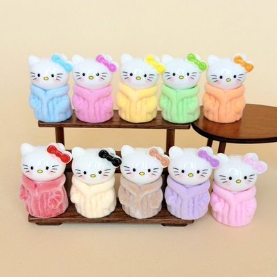 植绒貂绒KT猫 盲袋萌粒diy饰品挂件钥匙扣公仔桌面小摆件树脂配件