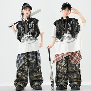 夏季儿童街舞潮服男童帅气嘻哈童装hiphop服装酷女童爵士舞演出服