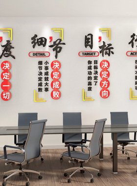 企业文化墙办公室装饰墙贴公司背景布置励志标语3d立体亚克力自粘