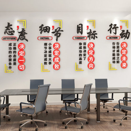 企业文化墙办公室装饰墙贴公司背景布置励志标语3d立体亚克力自粘-封面