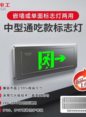 敏华通吃款安全出口指示灯厂家批发消防应急灯不锈钢明暗装标志灯