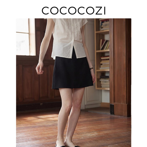 COCOCOZI缎面A字裙带裤衬夏季