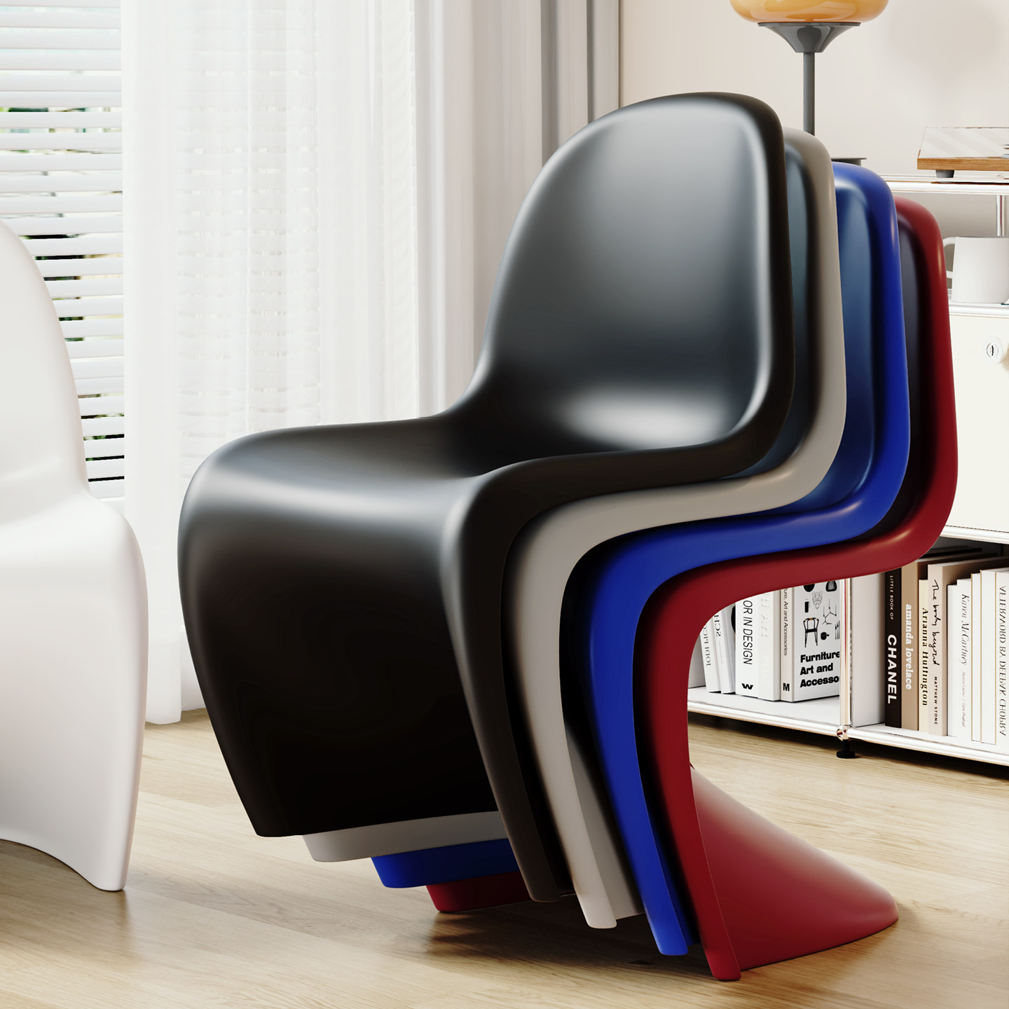 现代简约潘东椅餐椅家用潘通椅梳妆凳餐厅岛台餐桌椅靠背塑料椅子