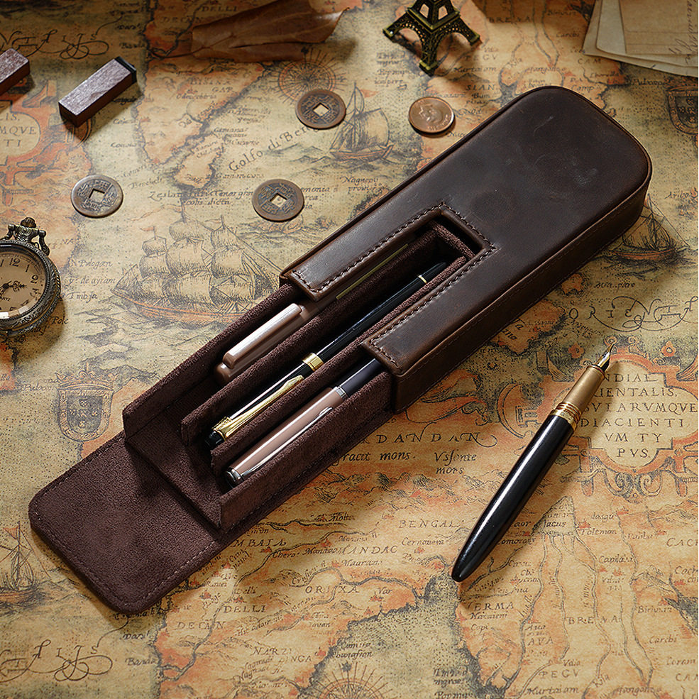 新款疯马皮笔盒支装手工磁吸抽屉式钢笔袋收纳盒,文具电教/文化用品/商务用品,笔袋,淘宝优惠券,粉丝福利购,淘宝优惠卷