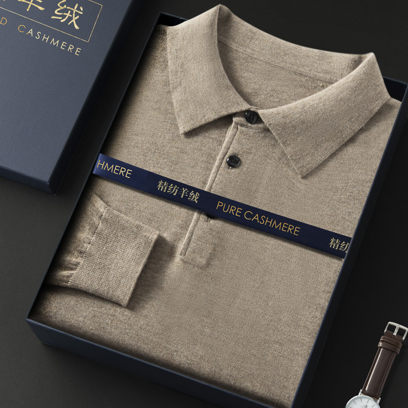 2025秋冬新款翻领羊绒衫男士