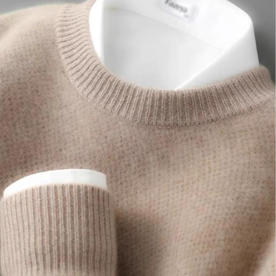 2025新羊绒衫男士圆领加厚纯色针织衫毛衣商务休闲冬季打底羊毛衫