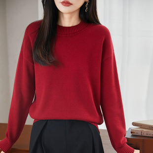 重磅加厚100纯棉线针织衫女韩版宽松显瘦法式设计感长袖打底毛衣