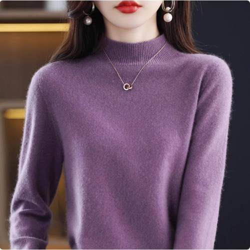 宽松羊毛毛衣百搭半高领