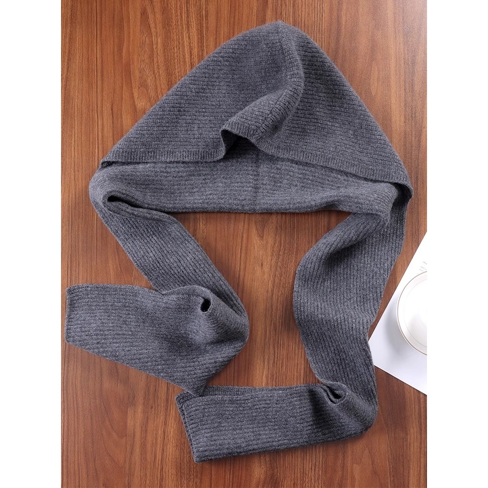 羊毛带帽披肩秋季时尚保暖连帽一体女装饰围脖防寒护颈两用围巾潮