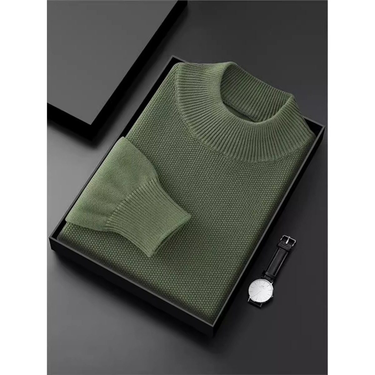 秋季新款加厚半高领华夫格100%纯棉男针织打底衫纯色内搭毛衣韩版,男装,针织衫/毛衣,淘宝优惠券,粉丝福利购,淘宝优惠卷