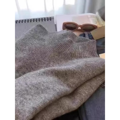 25冬季半高领不起球羊绒衫女韩版宽松针织衫长袖羊毛衫毛衣打底衫