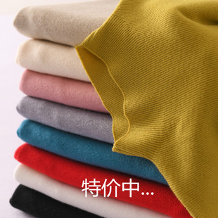 羊毛衫 毛衣女半高领修身 紧身纯色套头长袖 羊绒针织套头打底衫 短款