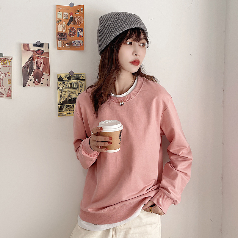 秋冬圆领纯棉卫衣宽松百搭