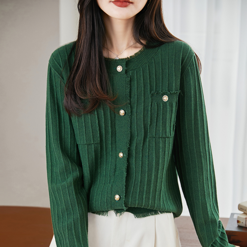 法式高端流苏纯棉针织开衫