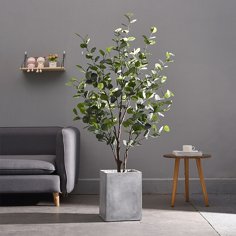 仿真尤加利树客厅绿植落地大型假植物盆栽北欧女装店橱窗装饰网红