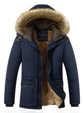 Men winter hooded warm coat plush cotton padded jacket man