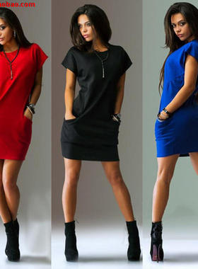 ummer women连衣裙casual女pocket dress ladies t shirt dresses