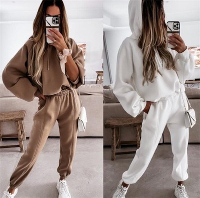 欧美运动服卫衣2件套装女 костюм 2 piece set sweatsuit