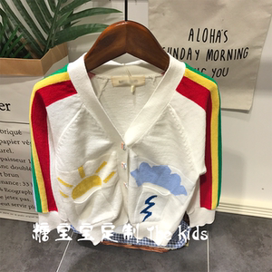 糖宝宝秋装2017新款童装女纯棉针织开衫男儿童INS爆款毛衣外套潮