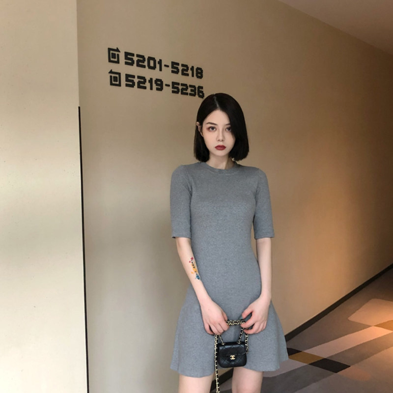 Dress fairy Summer wear 2019 new pattern Korean Edition Self cultivation T-shirts Short sleeved Middle-skirt Solid Show thin Backing skirtin the Women's clothing/Boutique , Dress  category - from Buy2taobao.com to provide professional Taobao agent buy service