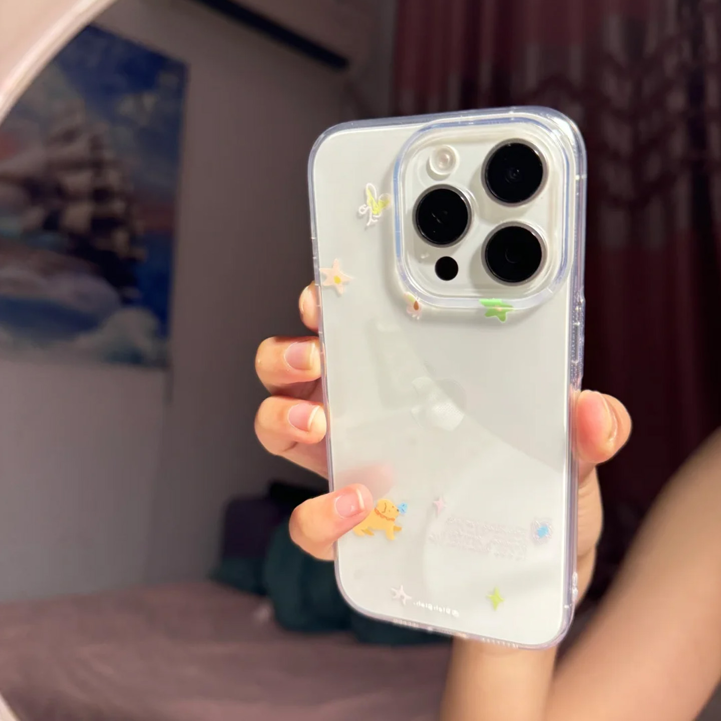 蝴蝶小狗适用苹果16pro手机壳iPhone15promax新款13华为mate60荣耀200防摔12小米14透明vivo全包oppo软壳k70