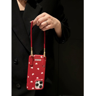 ins小爱心适用苹果16promax手机壳16新款 女 iphone15promax创意13皮纹挂绳14PRO防摔12简约p70小众11全包时尚