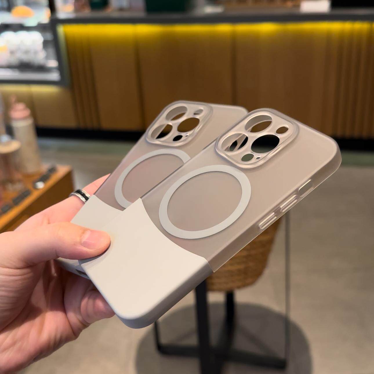 撞色磁吸拼接壳适用iPhone15pro苹果16手机壳15ProMax新款15透明12不发黄13男女14promax高级感情侣超薄防摔