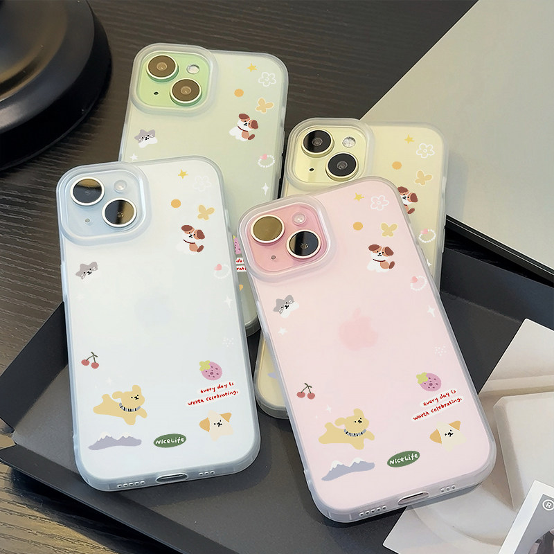 小猫小狗适用苹果15promax手机壳iphone14pro新款17高级感12小众11保护套16p全包亲肤防摔x硅胶13软壳xsmax女