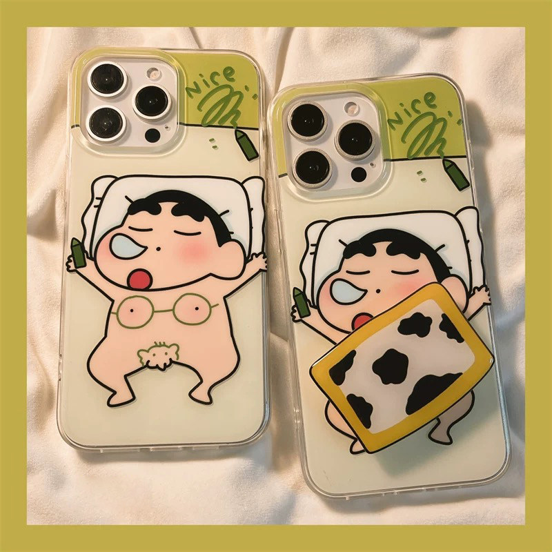 2睡觉打呼小新适用苹果16手机壳iPhone15promax新款17华为mate60荣耀300可爱vivos20被子支架oppo小米14红米