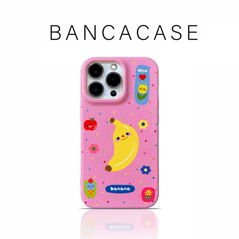 波点香蕉适用苹果17promax手机壳iphone15pro新款16卡通13荣耀400皮纹14华为p70vivo小米17pro全包防摔oppo壳