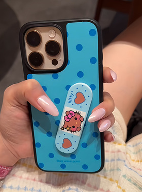 蓝色波点适用iPhone15promax手机壳苹果14pro新款16promax创意时尚13创可贴12保护套11硅胶防摔15plus潮壳女