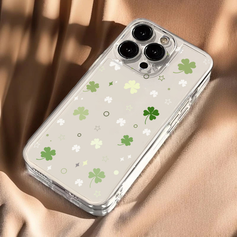 绿色四叶草适用苹果16pro手机壳iPhone15pro新款17华为mate60pr荣耀200防摔12小米14卡通vivo全包oppo软壳k80,3C数码配件,手机保护套/壳,淘宝优惠券,粉丝福利购,淘宝优惠卷