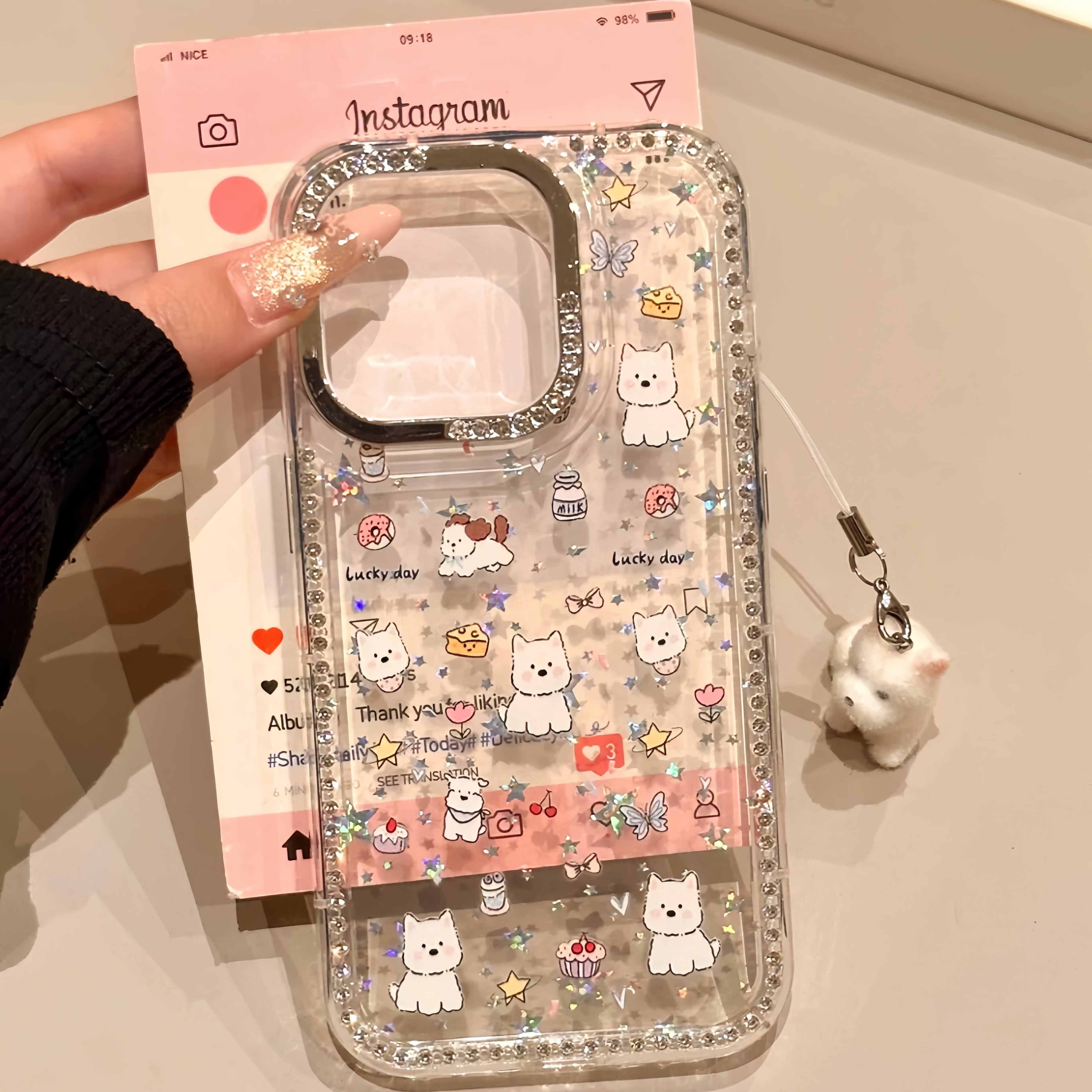 闪钻ins西高地小狗适用iPhone15promax手机壳苹果14pro新款16promax高级感13可爱12保护套11硅胶防摔15plus女