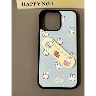 米菲兔适用于iPhone15promax创可贴支架手机壳苹果14pro新款 16pro创意13高级12软边亚克力11防摔15plus女款