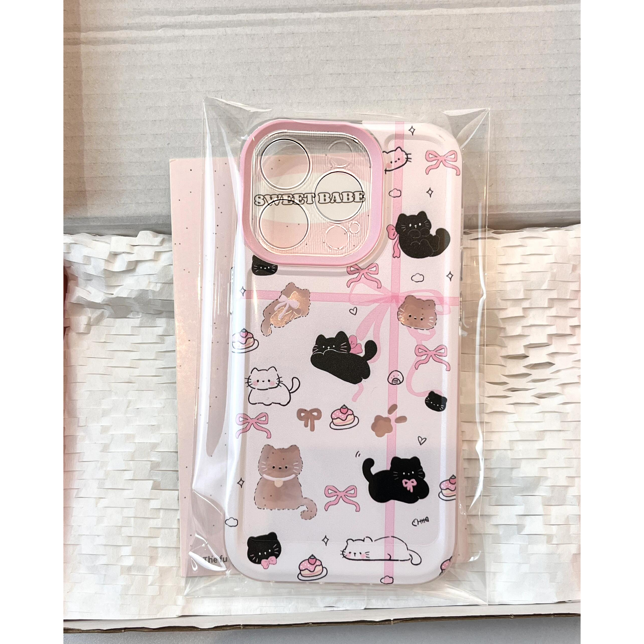 小黑猫粉结适用苹果13手机壳iPhone15promax新款12/16华为mate60荣耀90防摔11小米14透明vivox100女oppo软k70