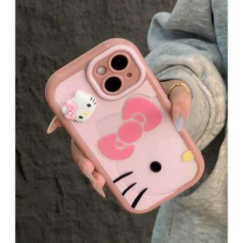 大脸凯蒂猫奶油壳适用苹果16pro手机壳iPhone15promax新款12/p70华为mate60荣耀200女vivooppo小米14红米k80