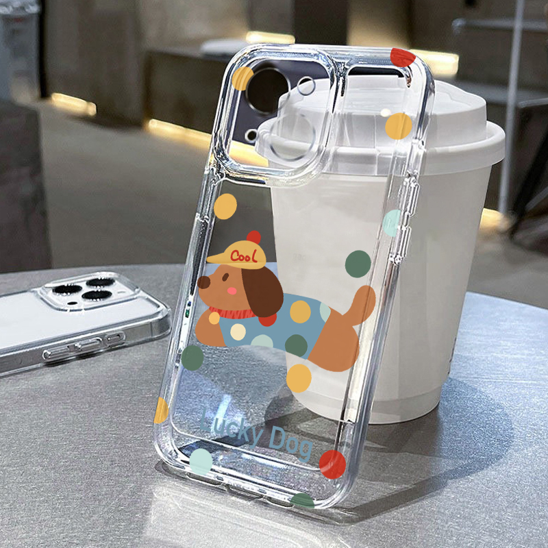 波点腊肠狗适用苹果13手机壳iPhone15promax新款12/16华为mate60荣耀90防摔11小米14透明vivox100全包oppok70