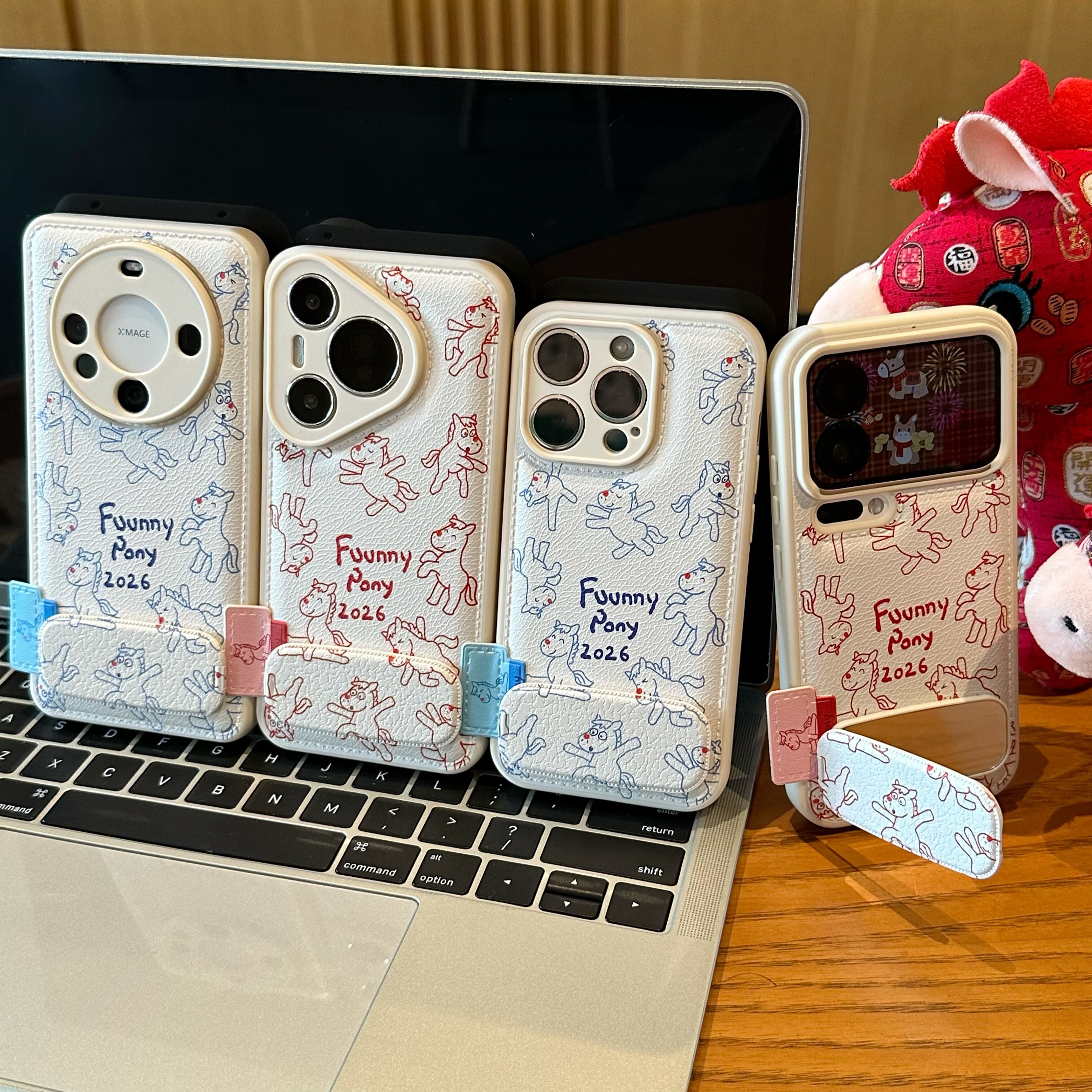 线条马适用苹果16promax手机壳iPhone15pro新款华为p80荣耀400支架vivo国风opporeno14小米17pro气垫13创意壳