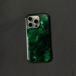 复古墨绿适用苹果16手机壳iPhone15promax晕染新款 opporeno12小米14红米note13女 华为mate60荣耀vivos19个性