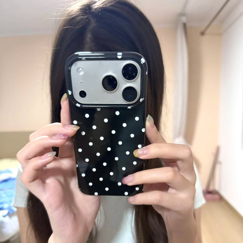 简约小波点适用iPhone16promax手机壳苹果15pro可爱14promax肤感13promax黑色果冻壳12全包11防摔16卡通17pro