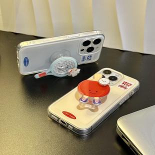 趣味乒乓球支架适用苹果13手机壳iPhone15promax新款 12华为mate60荣耀防摔11小米14vivox100全包oppo软k70