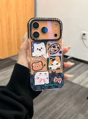 趣味小狗猫咪适用iPhone15promax手机壳苹果14pro新款16promax卡通13可爱12保护套11硅胶防摔15plus三合一17p