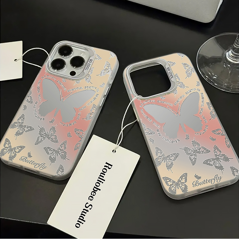 渐变蝴蝶适用苹果15手机壳iPhone14PRO小众12promax新款11防摔高级感华为mate60荣耀80vivo小米13女oppo创意