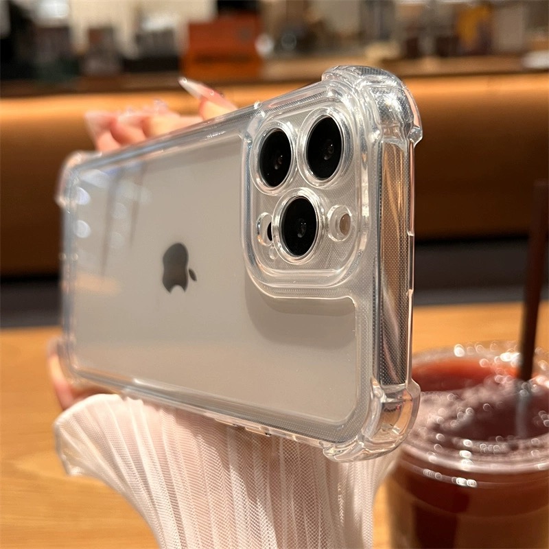 不发黄四角气囊适用苹果15promax手机壳iPhone14plus全包防摔14pro透明简约13promax高级感12pro保护壳11创意
