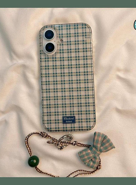 日系格纹适用苹果16手机壳iPhone15promax新款p70华为mate60荣耀200小众vivos19防摔oppo小米14红米note13女