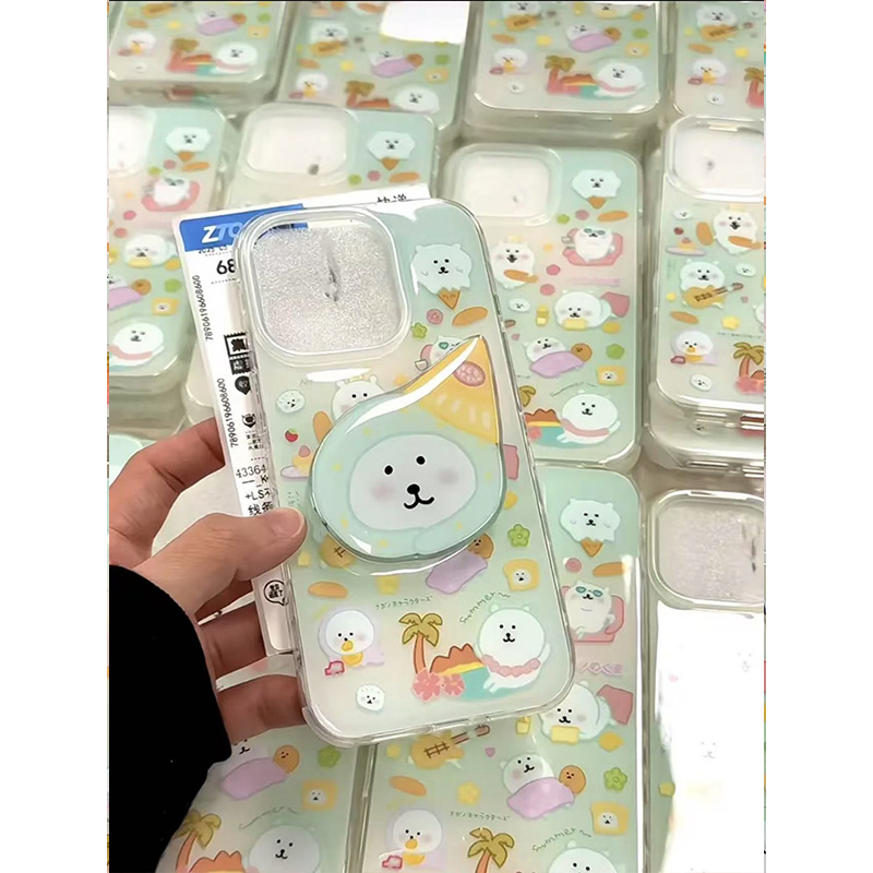 奶绿自嘲熊适用苹果16手机壳iPhone15promax新款p70华为mate60荣耀200趣味vivos19支架oppo小米14红米note13