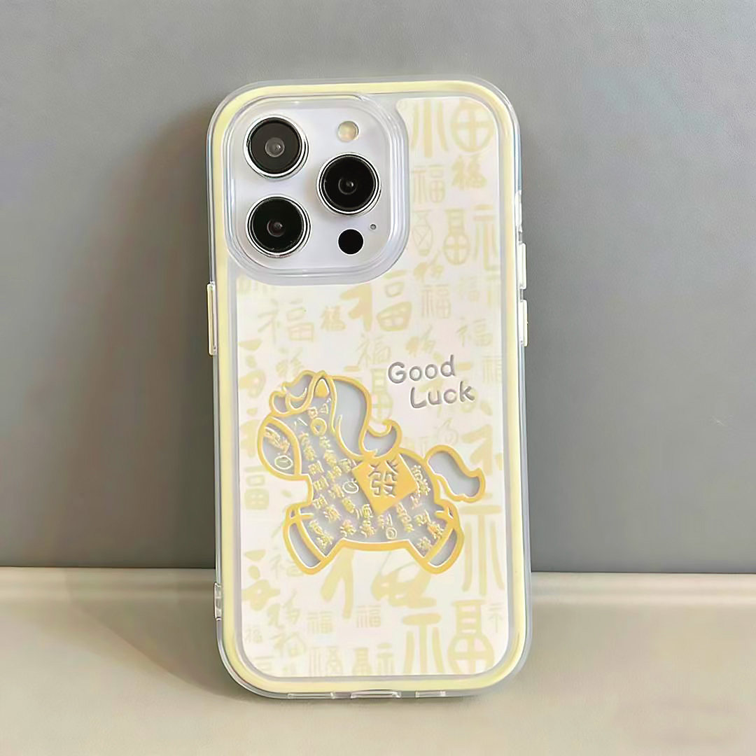 百福金色小马适用苹果16promax手机壳iPhone15新款17华为p70荣耀300vivo国潮opporeno14小米17pro红米k80小众